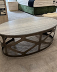 Libra Interiors Metropolitan Black Nickel Grey Marble Coffee Table - Ex Display 1 Only