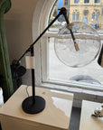 Glass Ball And Black Metal Table Lamp Ex Display - 1 Only