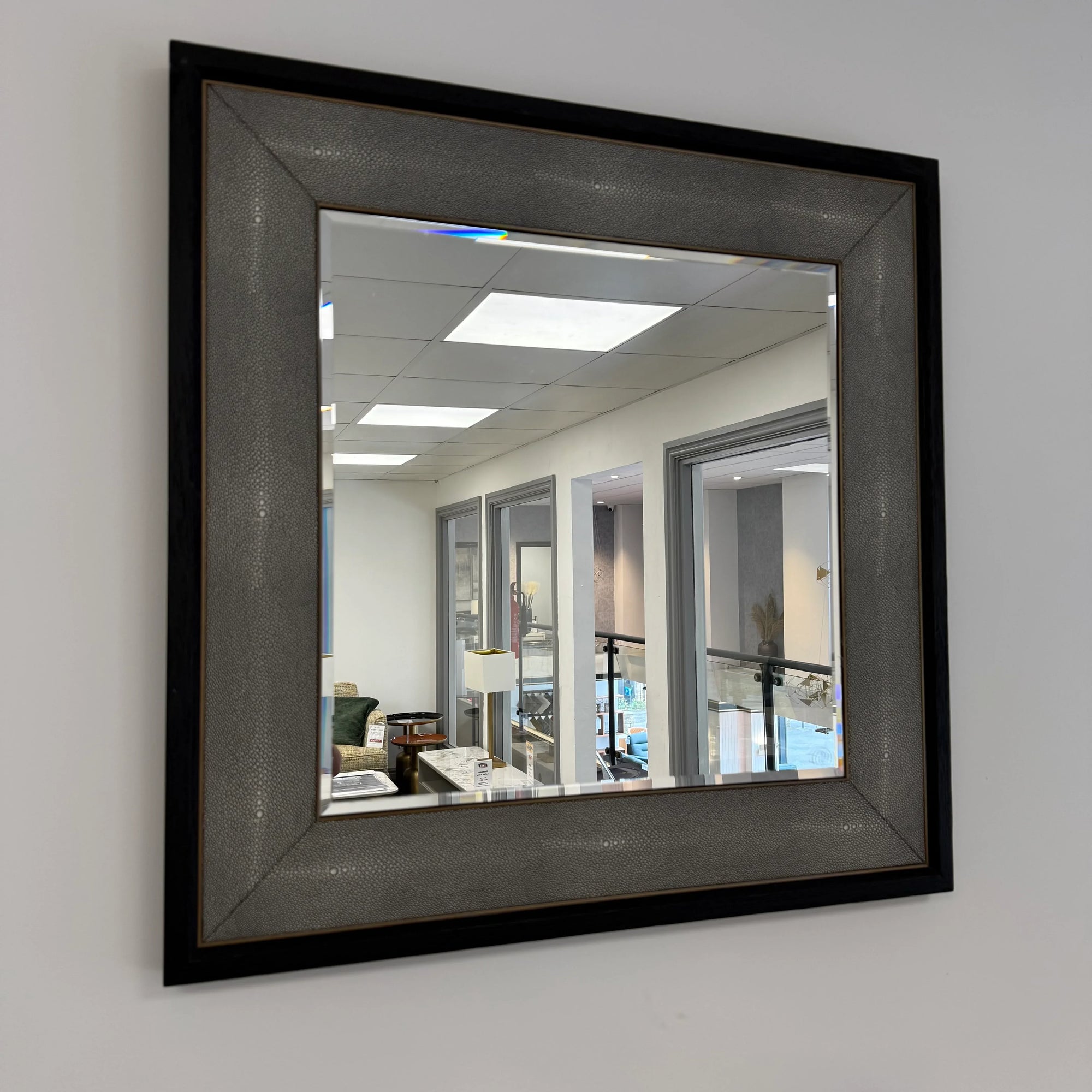 Kyoto Oak and Shagreen Square Mirror