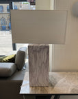 Marble Block Effect Table Lamp With Shade Ex-display - 1 Only