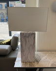 Marble Block Effect Table Lamp With Shade Ex-display - 1 Only