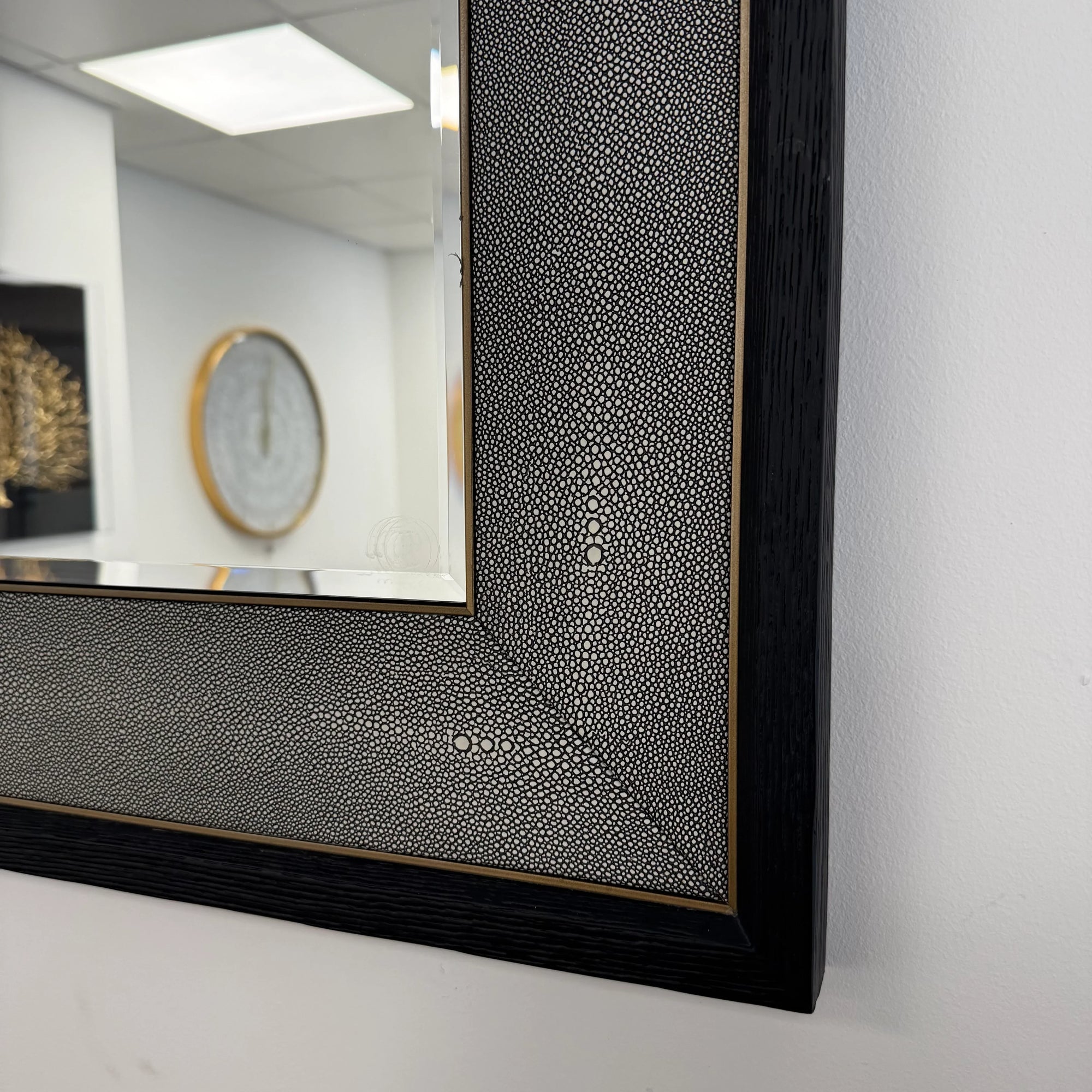 Kyoto Oak and Shagreen Square Mirror