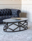 Libra Interiors Metropolitan Black Nickel Grey Marble Coffee Table - Ex Display 1 Only