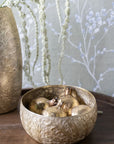 Libra Interiors Laura Ashley Winspear Gold Leaf Embossed Round Convex Bowl Small