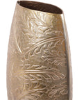 Libra Interiors Laura Ashley Winspear Gold Leaf Embossed Oval Barrel Vase Small