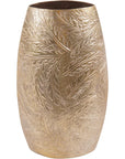 Libra Interiors Laura Ashley Winspear Gold Leaf Embossed Oval Barrel Vase Small