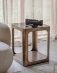 Thorpe Square Metal and Glass Side Table