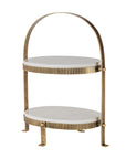 Belvedere Aged Gold Oval Two Tiered Stand
