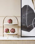 Belvedere Aged Gold Oval Two Tiered Stand