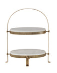 Belvedere Aged Gold Oval Two Tiered Stand