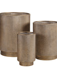 Belvedere Aged Gold Set of 3 Floor Planters