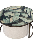 Savanna Leaf Coffee Table & Nesting Pouffe