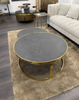 Richmond Set of 2 Blackbone Gold Round Coffee Table - Ex Display