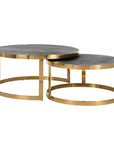 Richmond Interiors Set of 2 Blackbone Gold Round Coffee Table - Ex Display 1 Only