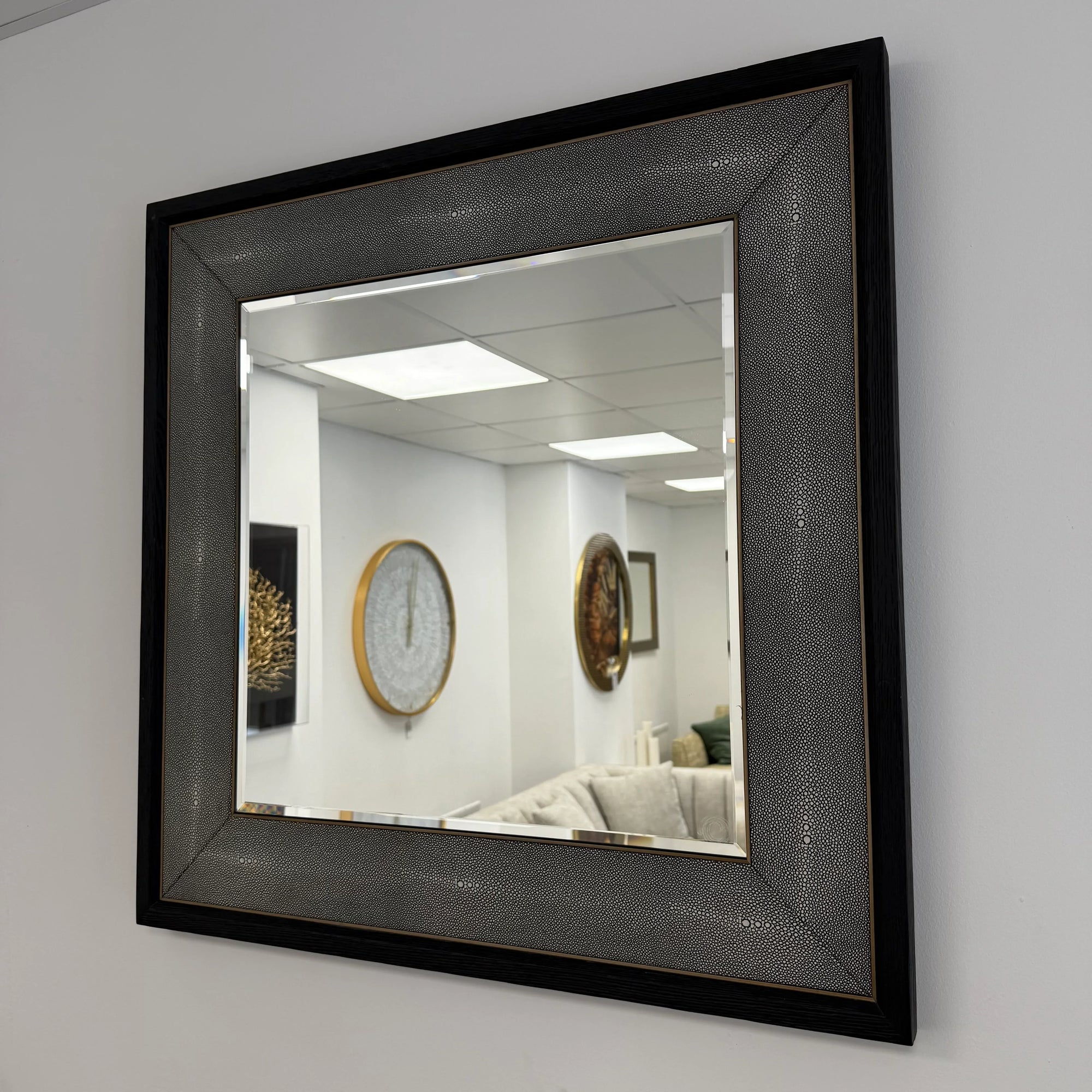 Kyoto Oak and Shagreen Square Mirror