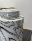 Small White Marble Effect Lidded Jar - Ex Display 1 Only