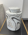 Small White Marble Effect Lidded Jar - Ex Display 1 Only
