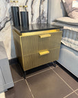 Richmond Interiors Ironville 2 Drawers Brass Bedside Table 1 only