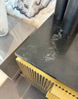 Richmond Interiors Ironville 2 Drawers Brass Bedside Table 1 only
