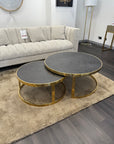 Richmond Set of 2 Blackbone Gold Round Coffee Table - Ex Display