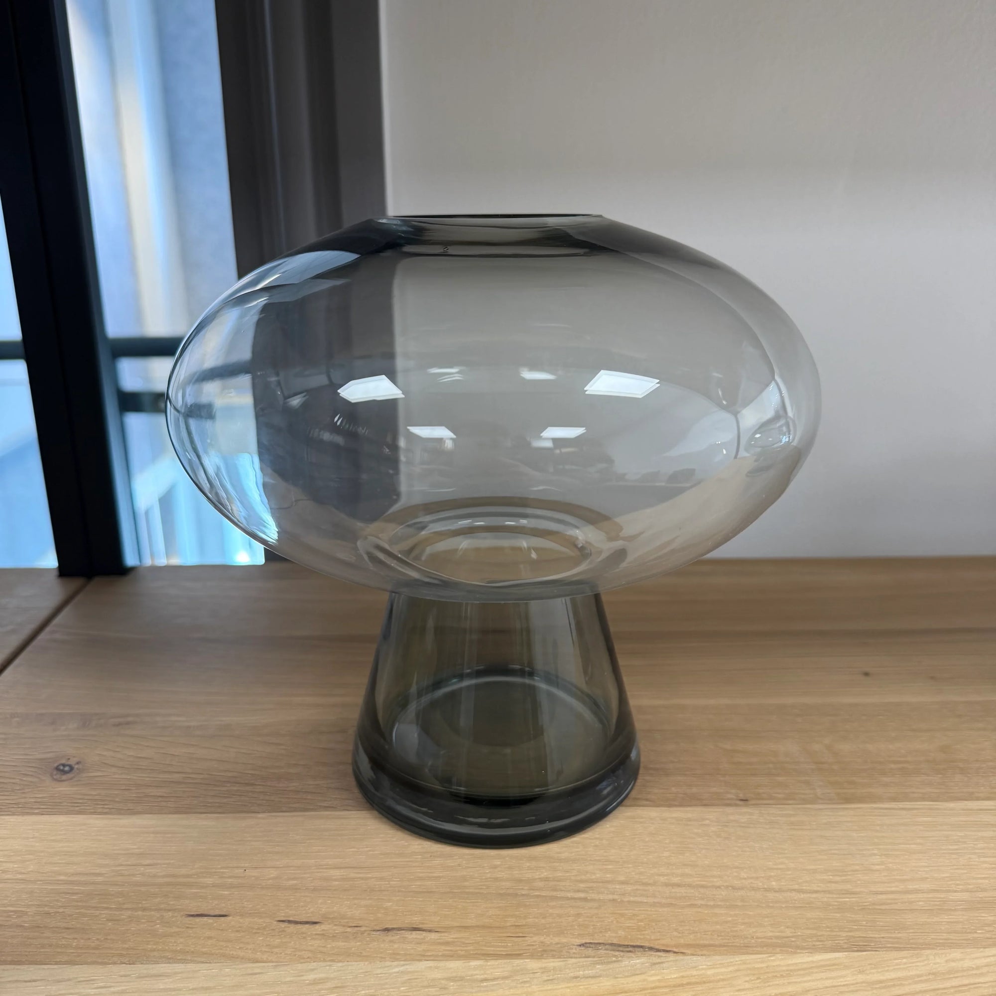 Large Grey Mushroom Glass Vase - Ex Display 4 Only