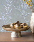 Libra Interiors Laura Ashley Winspear Gold Leaf Embossed Round Footed Bowl