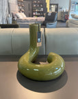 HKliving Ceramics Large Twisted Vase Olive Ex display - 1 Only