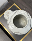 Small White Marble Effect Lidded Jar - Ex Display 1 Only