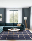 Asiatic Albany Grid Rug - Marine