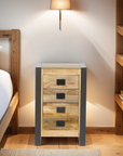 Taylors Creative Living Forge Industrial Furniture 4 Drawer Bedside Cabinet