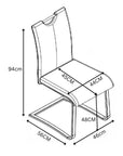 Set of 2 Torelli Gabi Leather Dining Chair With Grey Frame