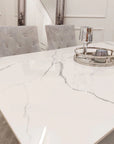 Sale - Lucien 1.6 Chrome Dining Table with Polar White Sintered Stone Top
