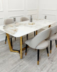 Lucien 1.8 Gold Dining Table with Pandora Gold Sintered Stone Top