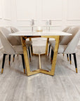 Lucien 1.8 Gold Dining Table with Pandora Gold Sintered Stone Top