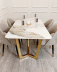 Lucien 1.8 Gold Dining Table with Pandora Gold Sintered Stone Top