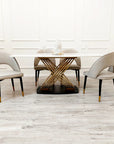 Orion Gold 1.8 Dining Table with Polar White Sintered Stone Top