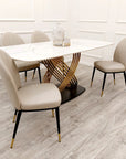 Orion Gold 1.8 Dining Table with Polar White Sintered Stone Top