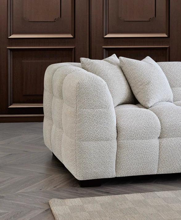 Aluxo Tribeca Sofa Range in Oatmeal Boucle Fabric