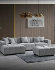 Aluxo Leonard Left Hand Corner Group in Cloudy Grey Boucle