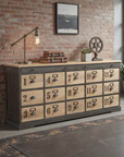 Vintage Industrial 15-Drawer Sideboard