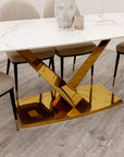 Valeo Gold 1.8 Dining Table with Polar White Sintered Stone Top