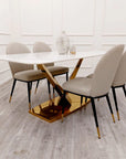 Valeo Gold 1.8 Dining Table with Polar White Sintered Stone Top