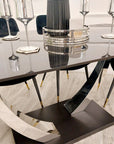 Venus 1.6 Chrome Dining Table with Black Sintered Stone Top
