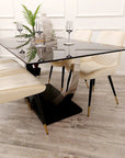 Venus 1.6 Chrome Dining Table with Black Sintered Stone Top
