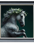 Fellini Home White Flower Horse Frame