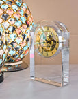 Fellini Home Animated Crystal Oval Glass Mantle Clock
