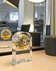 Fellini Home Animated Crystal Oval Glass Mantle Clock