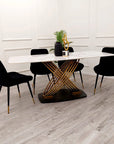 Orion Gold 1.8 Dining Table with Polar White Sintered Stone Top