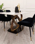 Orion Gold 1.8 Dining Table with Polar White Sintered Stone Top
