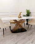 Orion Gold 1.8 Dining Table with Polar White Sintered Stone Top